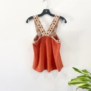 Madewell | Embroidered  Sweater Knit Tank in Burnt Orange Size XS